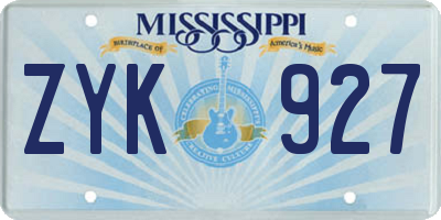 MS license plate ZYK927
