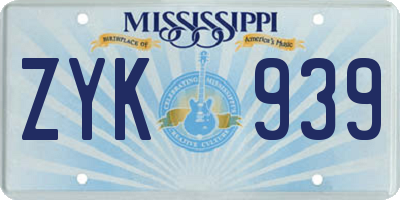 MS license plate ZYK939