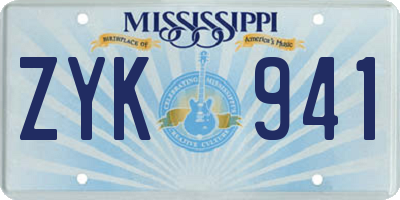 MS license plate ZYK941