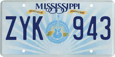 MS license plate ZYK943