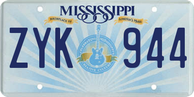 MS license plate ZYK944