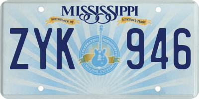 MS license plate ZYK946