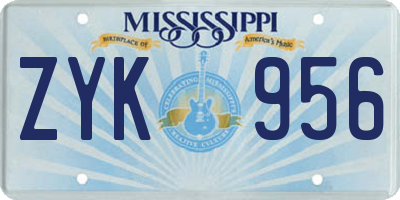 MS license plate ZYK956