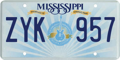 MS license plate ZYK957