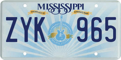 MS license plate ZYK965
