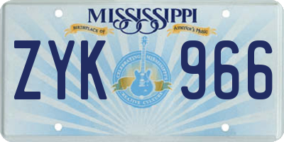 MS license plate ZYK966