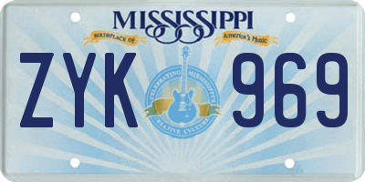 MS license plate ZYK969