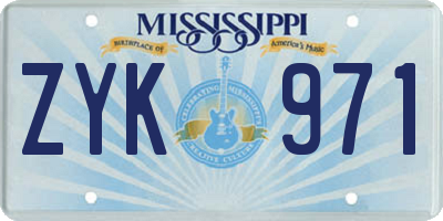 MS license plate ZYK971