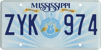 MS license plate ZYK974