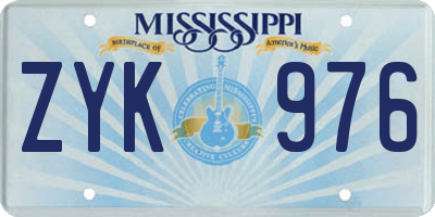 MS license plate ZYK976