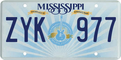 MS license plate ZYK977