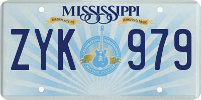 MS license plate ZYK979