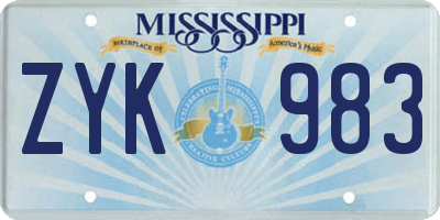 MS license plate ZYK983