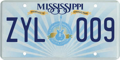 MS license plate ZYL009