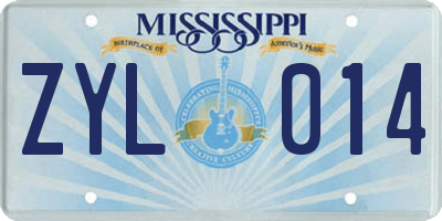 MS license plate ZYL014