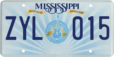 MS license plate ZYL015