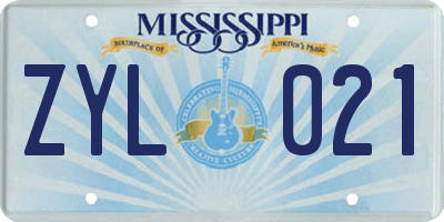 MS license plate ZYL021