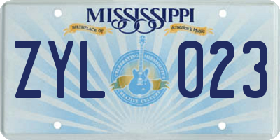 MS license plate ZYL023