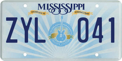 MS license plate ZYL041