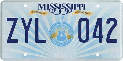 MS license plate ZYL042