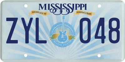 MS license plate ZYL048