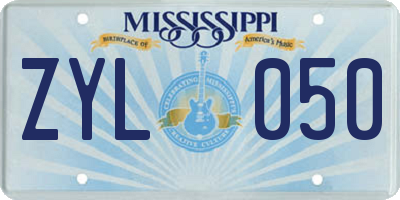MS license plate ZYL050