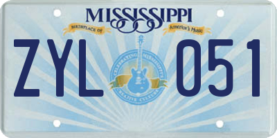MS license plate ZYL051