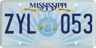 MS license plate ZYL053