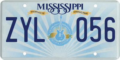 MS license plate ZYL056