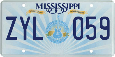 MS license plate ZYL059