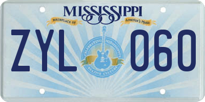 MS license plate ZYL060