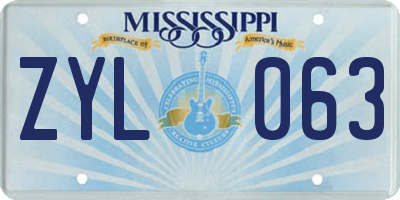 MS license plate ZYL063