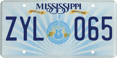 MS license plate ZYL065