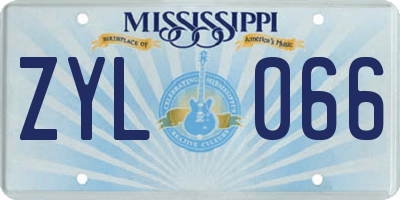MS license plate ZYL066