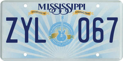 MS license plate ZYL067