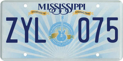 MS license plate ZYL075