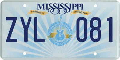 MS license plate ZYL081