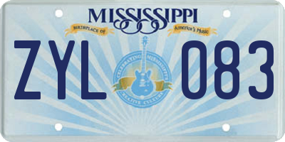 MS license plate ZYL083