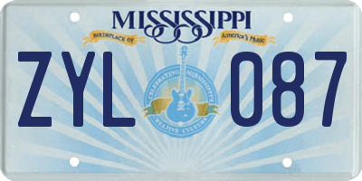 MS license plate ZYL087