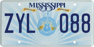 MS license plate ZYL088