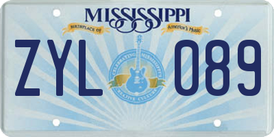 MS license plate ZYL089