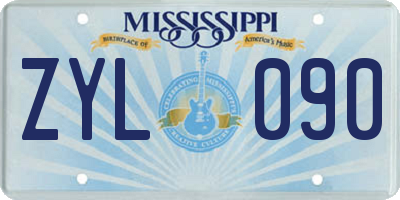 MS license plate ZYL090