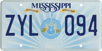 MS license plate ZYL094