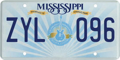 MS license plate ZYL096