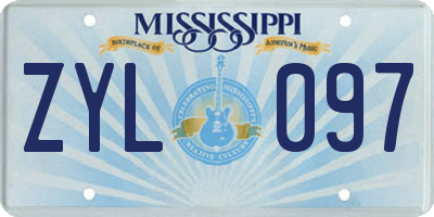 MS license plate ZYL097