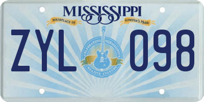 MS license plate ZYL098