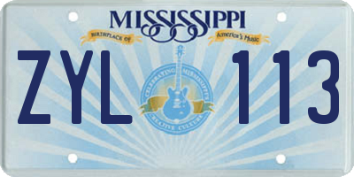 MS license plate ZYL113