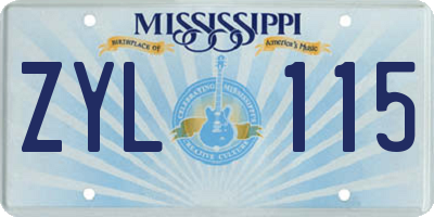 MS license plate ZYL115