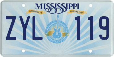 MS license plate ZYL119