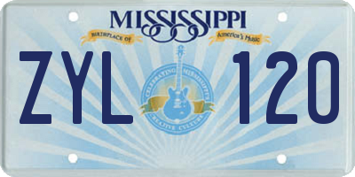 MS license plate ZYL120